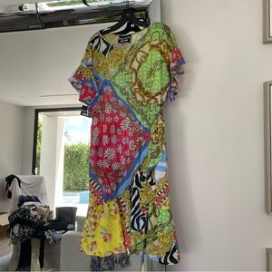 Moschino Multicolor Floral & Chain Print Midi Dress